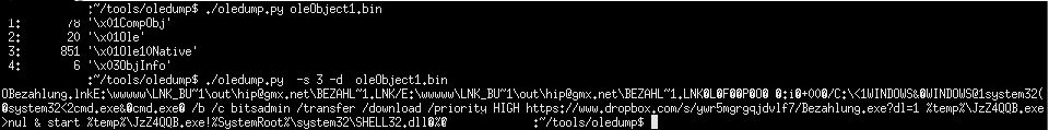 Dump des binären Teils des Word-Dokuments